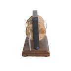 Reclaimed Wood & Metal Spool Stand With Scissors Set - Black & Brass Finish