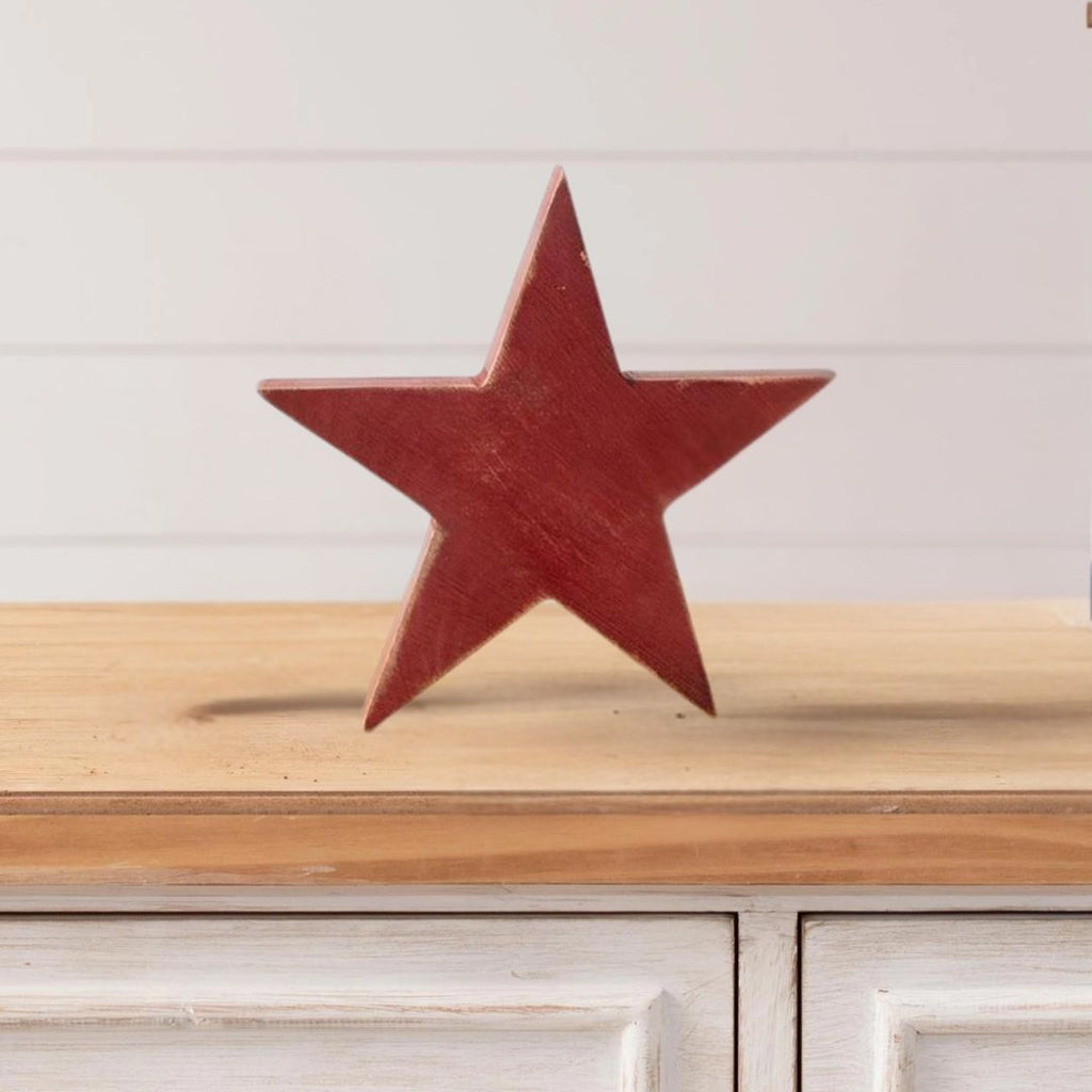 Red Wooden Star Block Sitter - Medium