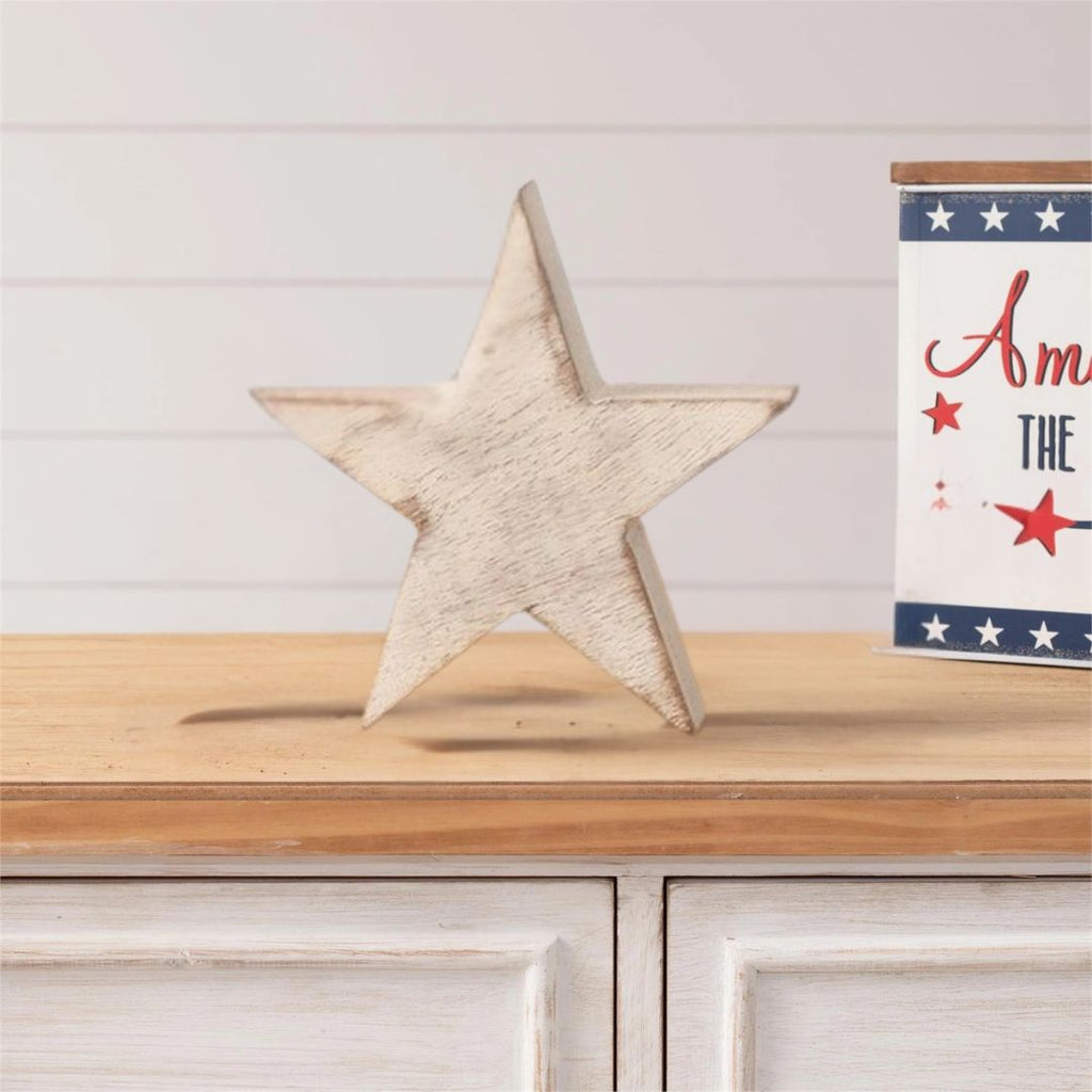 White Wooden Star Block Sitter - Small