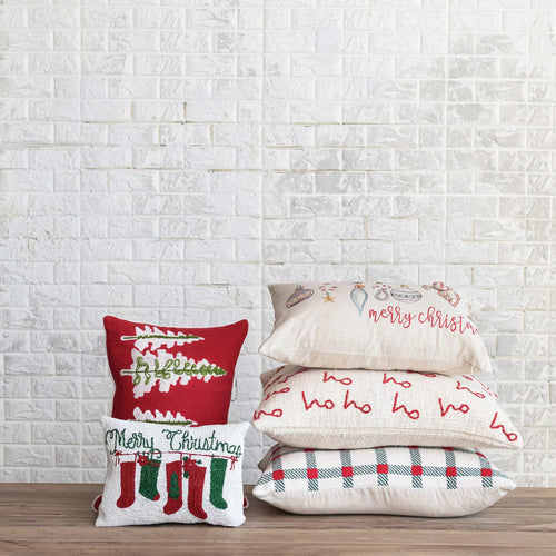 HoHoHo Embroidered Lumbar Pillow