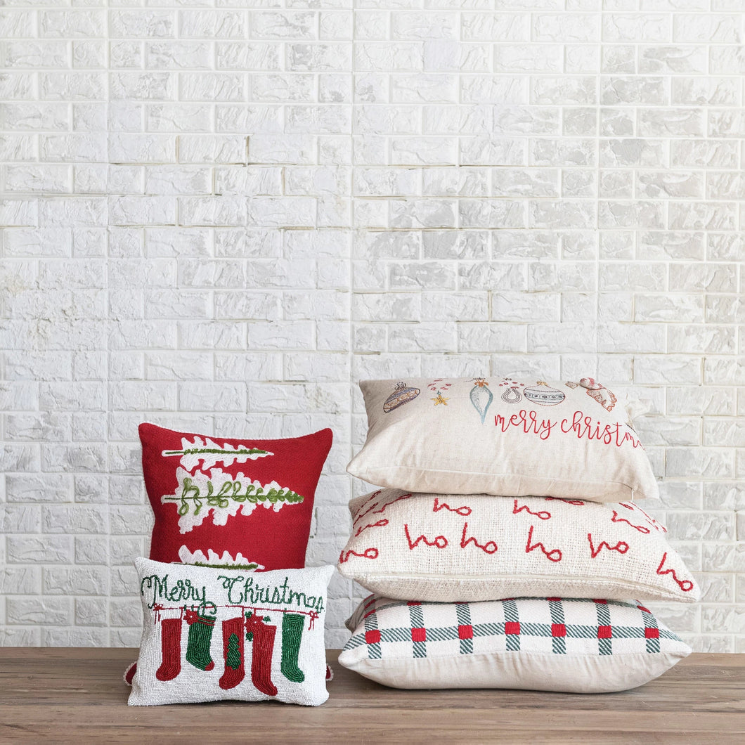 HoHoHo Embroidered Lumbar Pillow