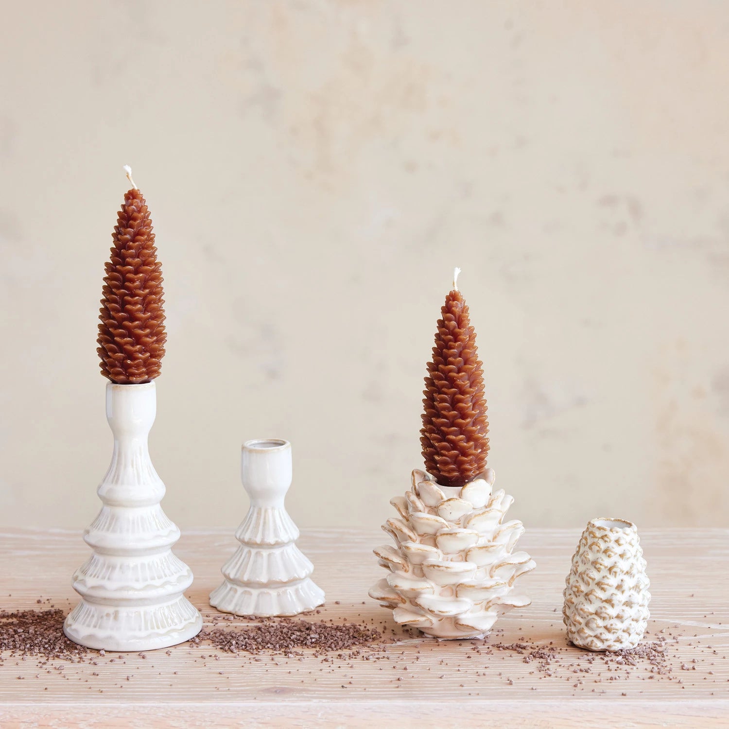Stoneware Pinecone Taper Holder