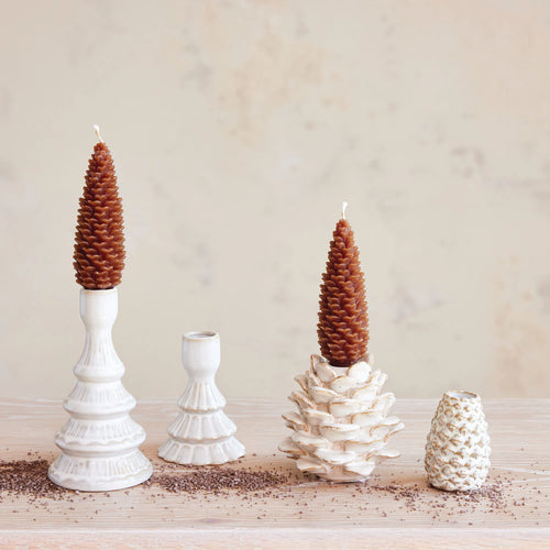 Stoneware Pinecone Taper Holder