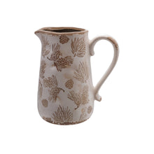 Evergreen Boughs & Pinecone Stoneware Pitcher