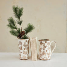 Evergreen Boughs & Pinecone Stoneware Pitcher
