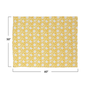Yellow Voile Block Printed Throw