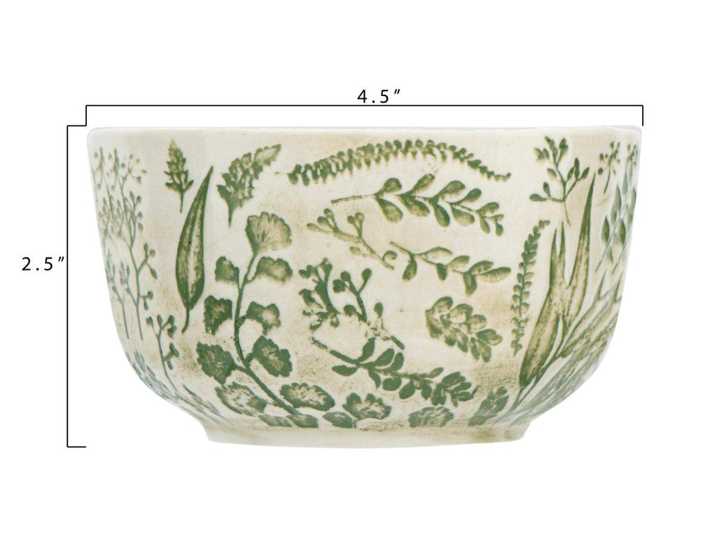 Green Hand Stamped Bowl