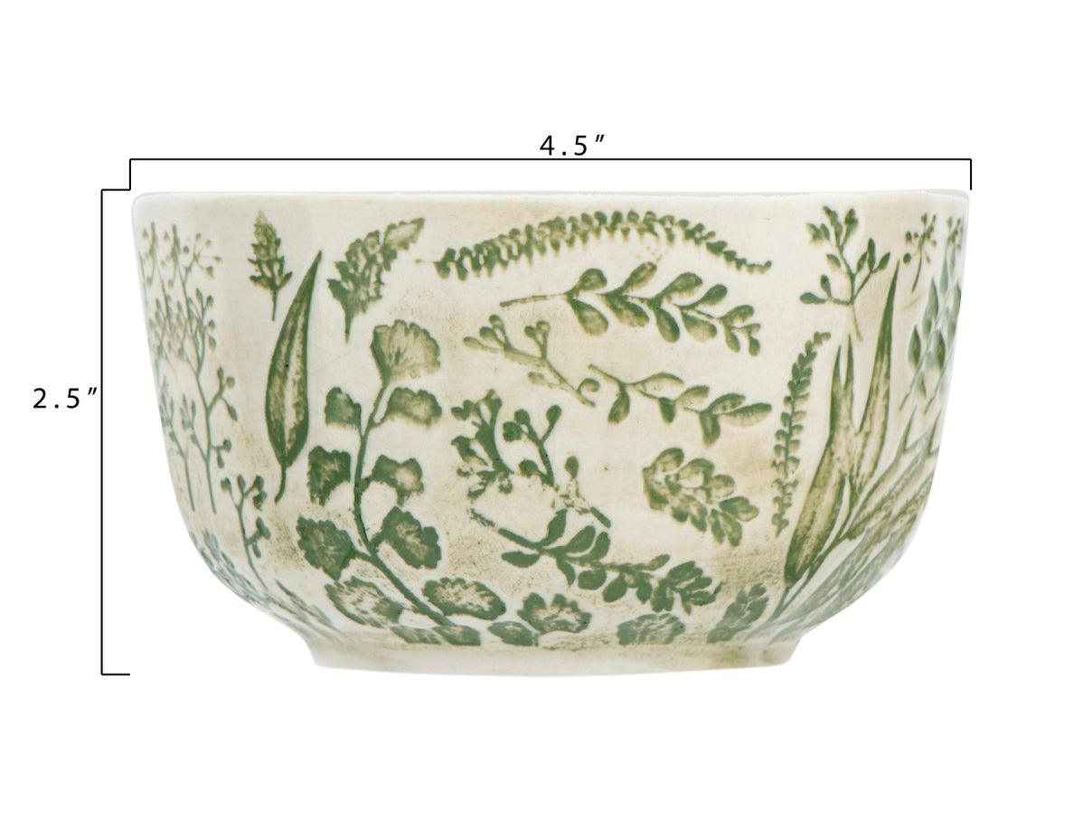 Green Hand Stamped Bowl