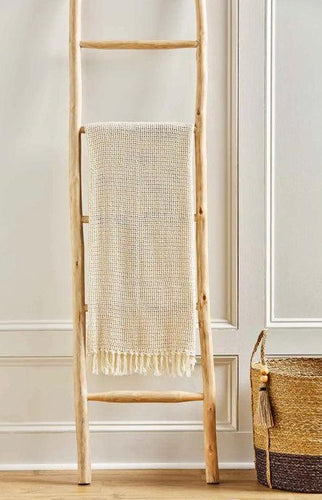 Cream Knitted Throw Blanket