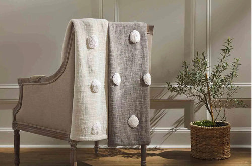 Cream Tufted Dot Throw