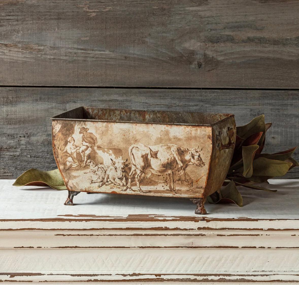 Burnished Pastoral Rectangle Container