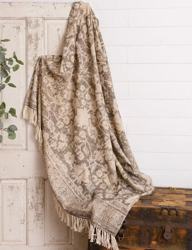 Gray & Cream Faded Slub Throw