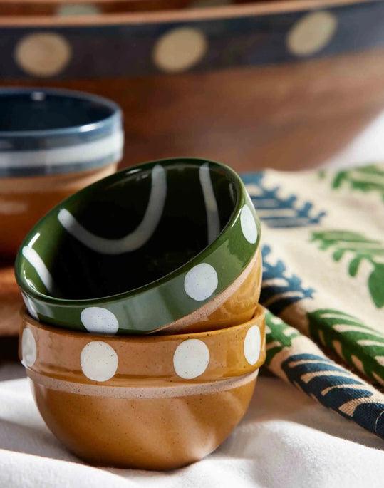 Green Dotted Ramekin Set