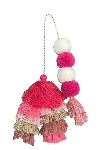 Pink Straw Market Double Tassel