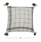 Grid Pattern Pillow With Tassels