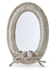 Oval Metal Mirror With Birds