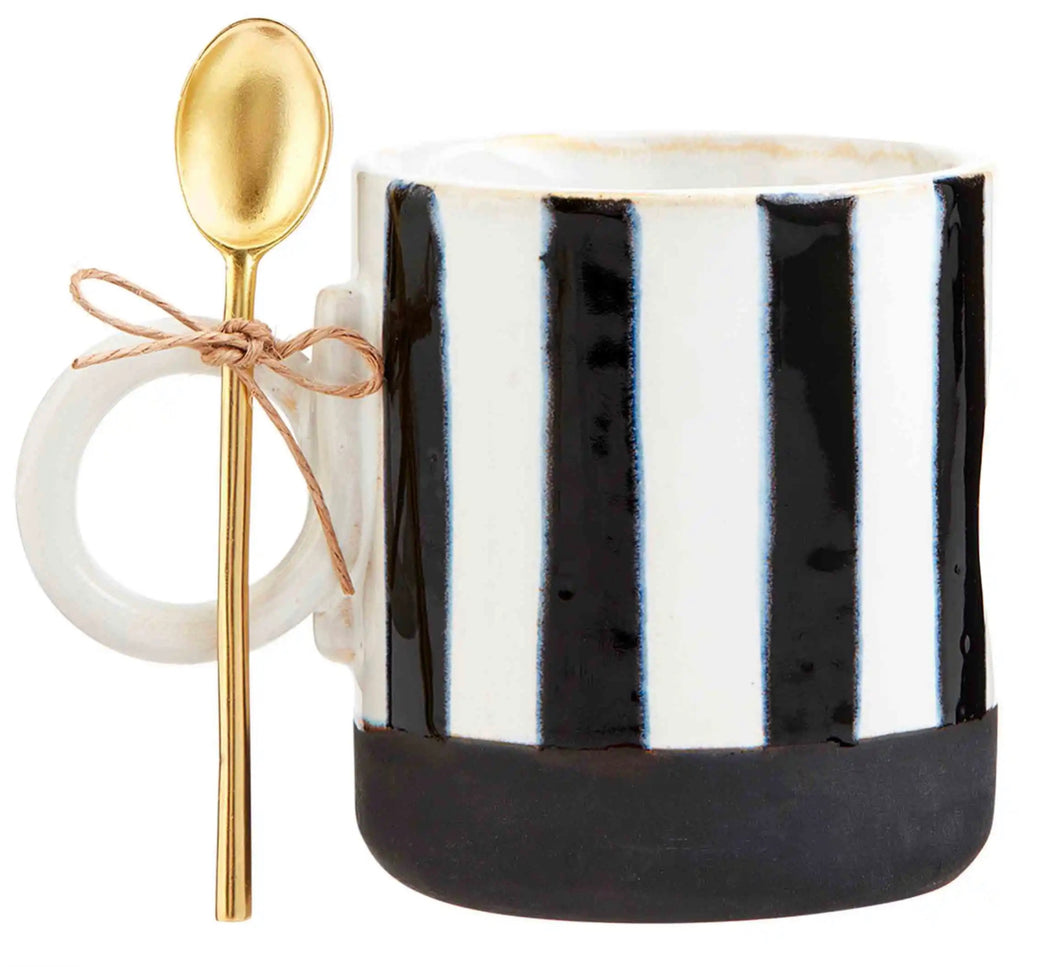 Stripe Black Stoneware Mug